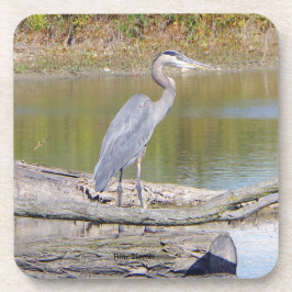 Blue Heron set met 6 plastic onderzetters