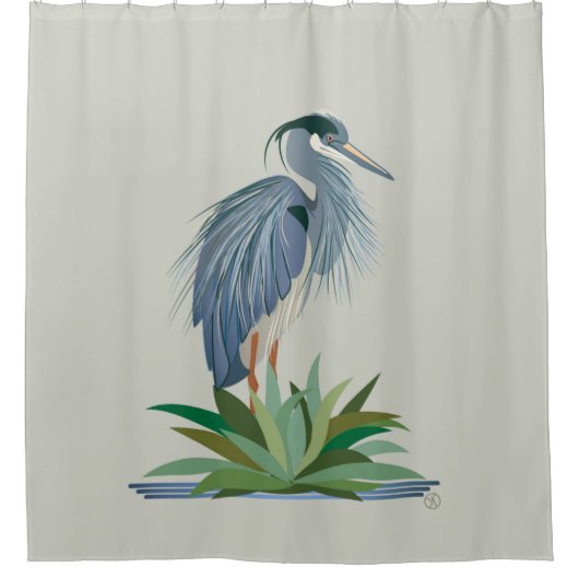 Blue Heron Shower Curtain Douchegordijn (Voorkant)