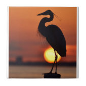 Blue Heron Silhouette Tegeltje (Voorkant)