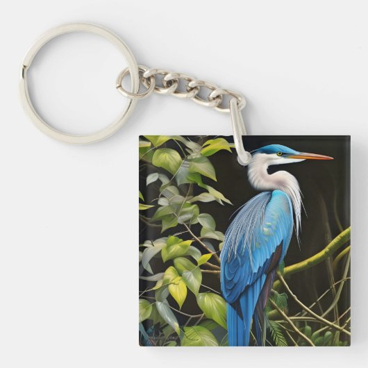 Blue Heron Sleutelhanger (Voorkant)