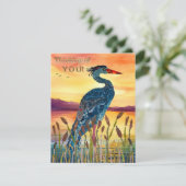 Blue Heron Sunset Wenskaart Bedankkaart (Staand voorkant)