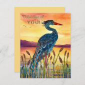 Blue Heron Sunset Wenskaart Bedankkaart (Voorkant / Achterkant)