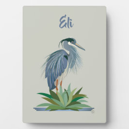 Blue Heron Tabletop Plaque met Easel Fotoplaat