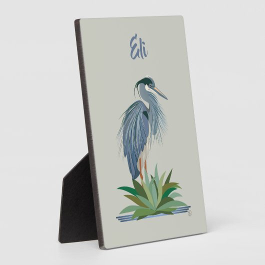 Blue Heron Tabletop Plaque met Easel Fotoplaat (Zijkant)