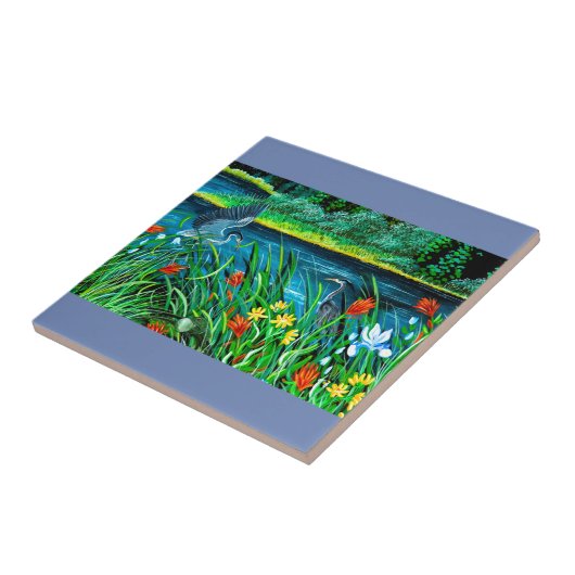 Blue Heron Tile Tegeltje (Zijkant)