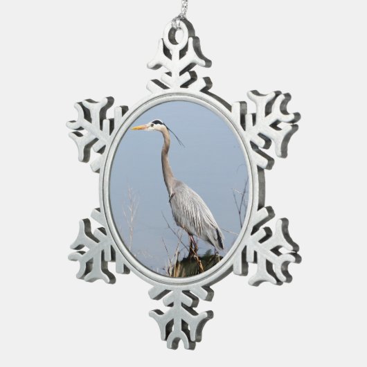 Blue Heron Tin Sneeuwvlok Ornament (Rechts)