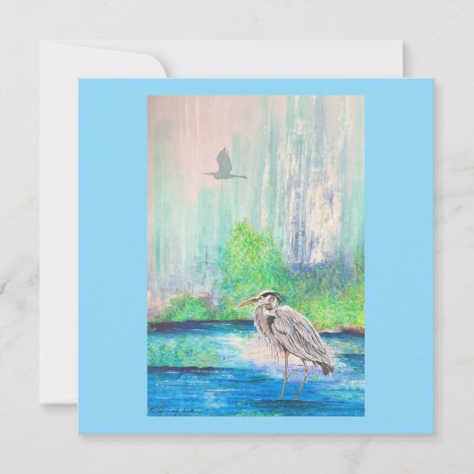 Blue Heron-uitnodiging Kaart (Voorkant)
