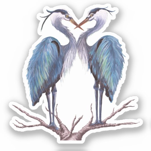 Blue Heron Vinyl Sticker (Voorkant)