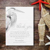 Blue Heron Water Bird Sketch Flat Wedding Bedankkaart