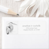 Blue Heron Water Bird Sketch Wedch Address Etiket (Insitu)