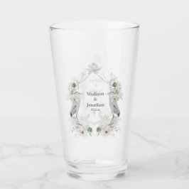 Blue Heron Waterfowl White Waterverf Floral Glas