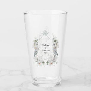 Blue Heron Waterfowl White Waterverf Floral Glas