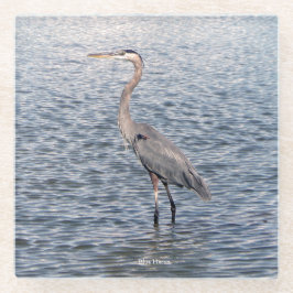 Blue Heron waterglas onderzetter Glazen Onderzetter