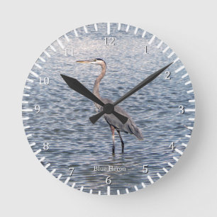 Blue Heron waterklok Ronde Klok