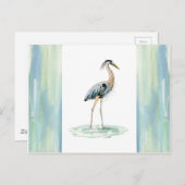 Blue Heron waterverf Briefkaart (Voorkant / Achterkant)