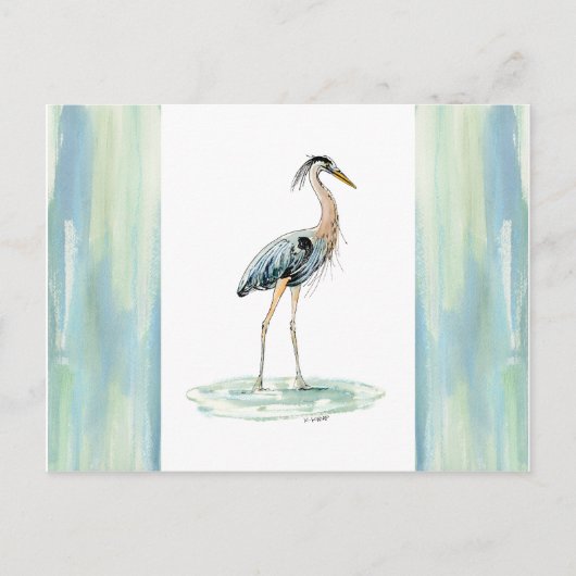 Blue Heron waterverf Briefkaart (Voorkant)