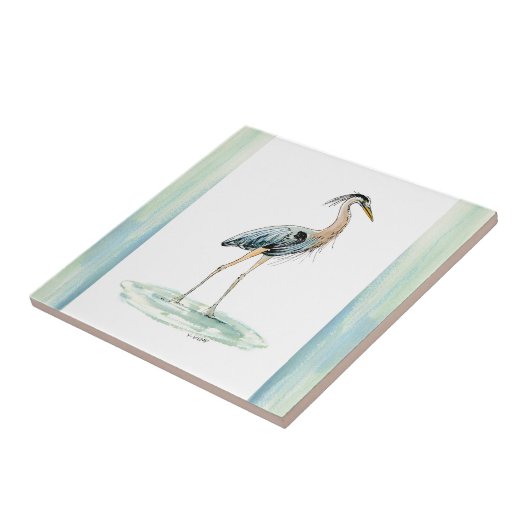 Blue Heron waterverf Tegeltje (Zijkant)
