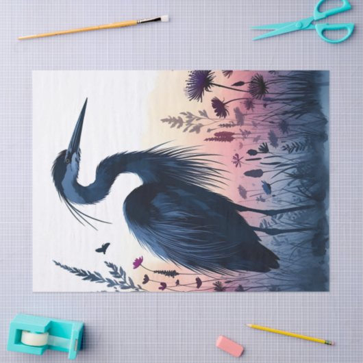 Blue Heron Waterverf-weefselpaper Tissuepapier (Craft)