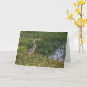 Blue Heron Wenskaart Kaart (Gele Bloem)