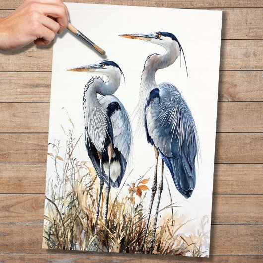 Blue Herons 3 Decoupage Papier