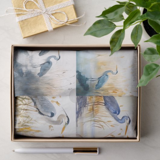 Blue Herons Collage 1 Decoupage Papier (Geschenk)