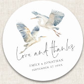 Blue Herons Vliegende Liefde Bedankt bruiloft Ronde Sticker