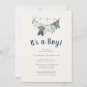 Blue Het is een Boy Clothesline Baby shower Kaart (Voorkant)