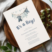 Blue Het is een Boy Clothesline Baby shower Kaart