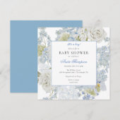 Blue Het is een Boy Floral Bow Baby shower Kaart (Voorkant / Achterkant)