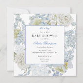 Blue Het is een Boy Floral Bow Baby shower Kaart (Voorkant)