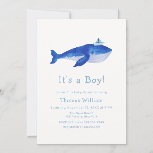 Blue Het is een jongetje onder het Zee Whale Baby  Kaart (Voorkant)