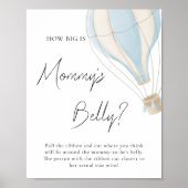 Blue Hete Luchtballon Baby shower Big Mommys Belly Poster (Voorkant)