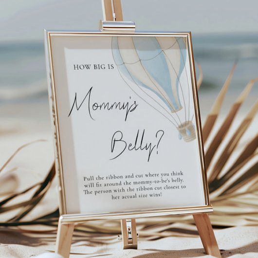 Blue Hete Luchtballon Baby shower Big Mommys Belly Poster