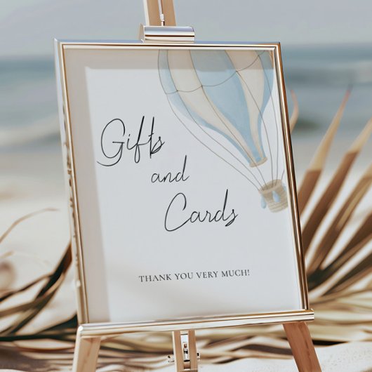 Blue Hete Luchtballon Baby shower Geschenken en Ka Poster