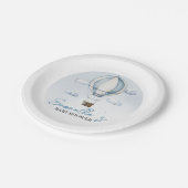Blue Hete Luchtballon Baby shower Papier Bord (Gekanteld)