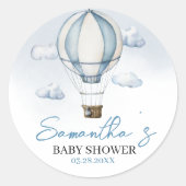Blue Hete Luchtballon Baby shower Sticker (Voorkant)