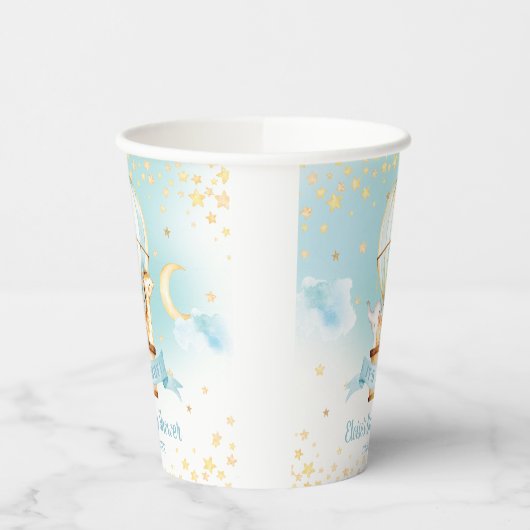 Blue Hete Luchtballon Leuke Dieren Jongen Baby sho Papieren Bekers (Links)