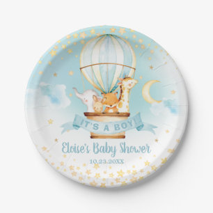 Blue Hete Luchtballon Leuke Dieren Jongen Baby sho Papieren Bordje