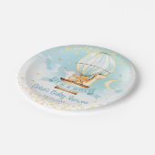 Blue Hete Luchtballon Leuke Dieren Jongen Baby sho Papieren Bordje (Gekanteld)