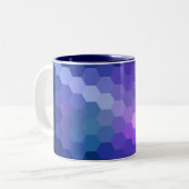 Blue Hexagon Chevron Pattern Tweekleurige Koffiemok (Voorkant links)
