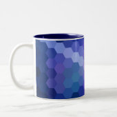 Blue Hexagon Chevron Pattern Tweekleurige Koffiemok (Links)