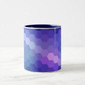 Blue Hexagon Chevron Pattern Tweekleurige Koffiemok (Center)
