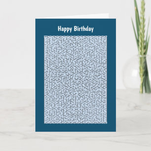 Blue Hexagon Maze Birthday Card Kaart