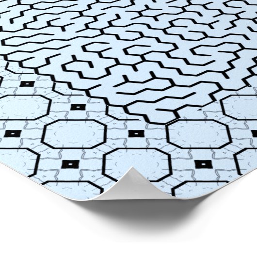 Blue Hexagon Maze Poster (Hoek)