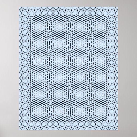 Blue Hexagon Maze Poster (Voorkant)
