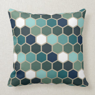 Blue Hexagon Mosaic Trendy Kussen