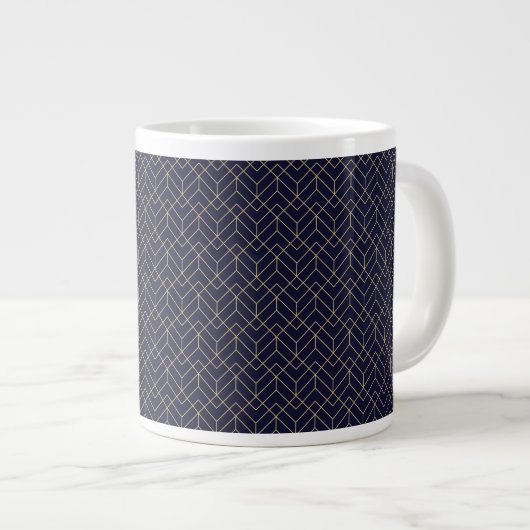 Blue Hexagon Pattern Grote Koffiekop (Voorkant rechts)