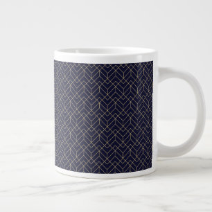 Blue Hexagon Pattern Grote Koffiekop