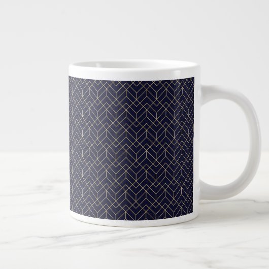 Blue Hexagon Pattern Grote Koffiekop (Rechts)