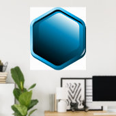 Blue Hexagon Poster (Thuiskantoor)